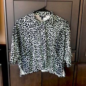 Topshop button-up light green animal print top
